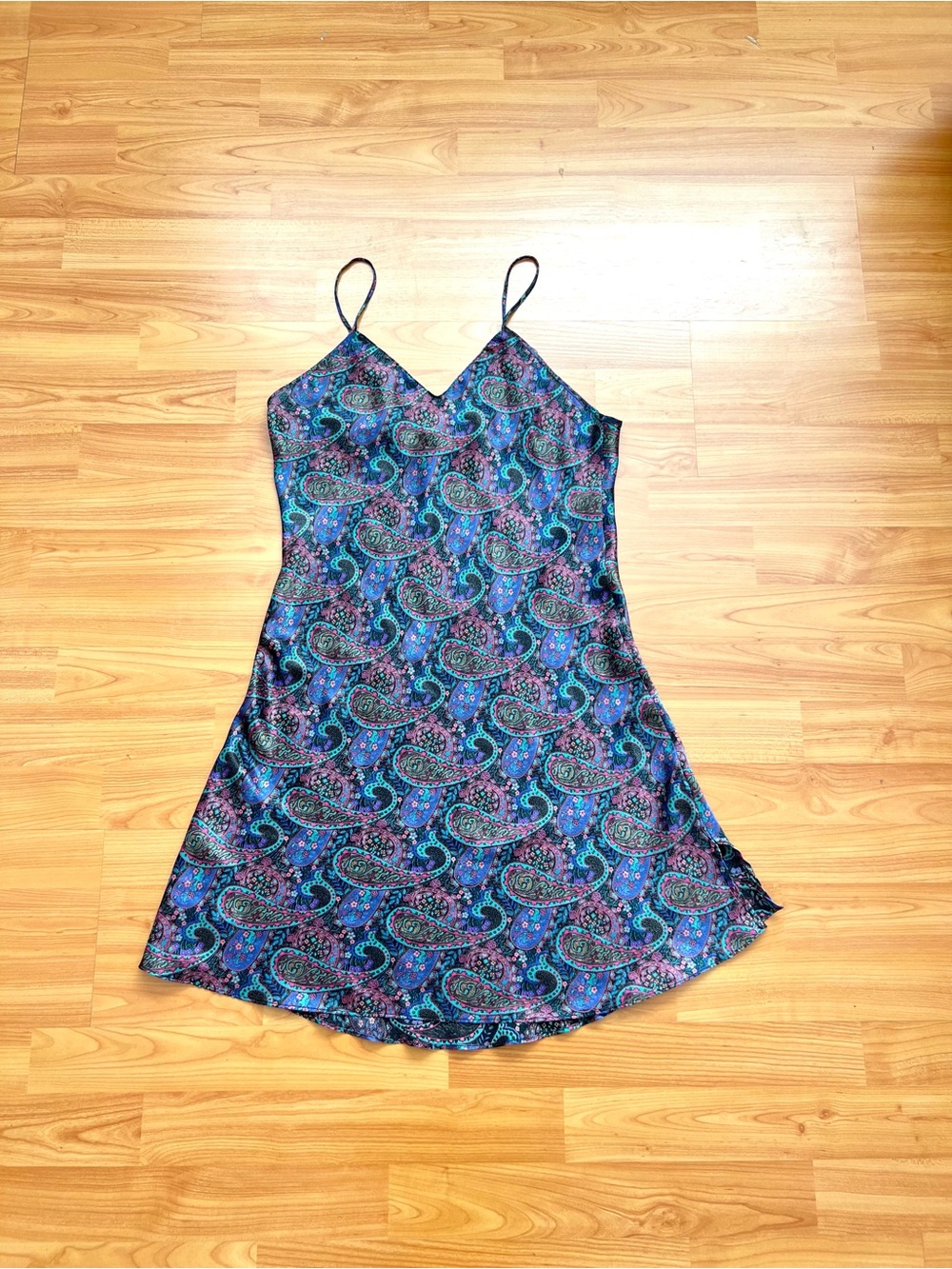 Vintage 90s Y2K Paisley Mini Slip Dress